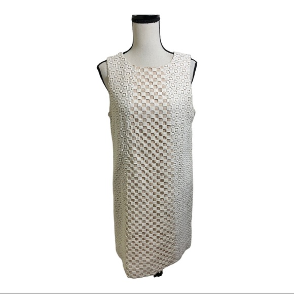 Tibi womens dress crochet scallop lined cream color. Zipper back. Size 8. - Picture 1 of 10